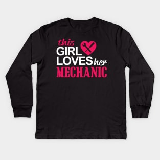 this girl loves her mechanic mechanic Kids Long Sleeve T-Shirt